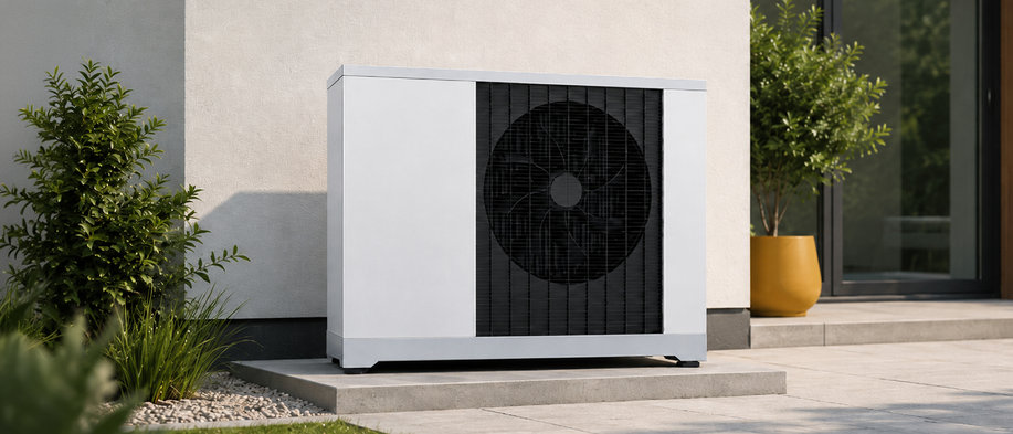 Darstellung einer Wärmepumpe – Symbolbild zur Funktionsweise einer Wärmepumpe und zur Umwandlung von Umweltwärme in Heizenergie.